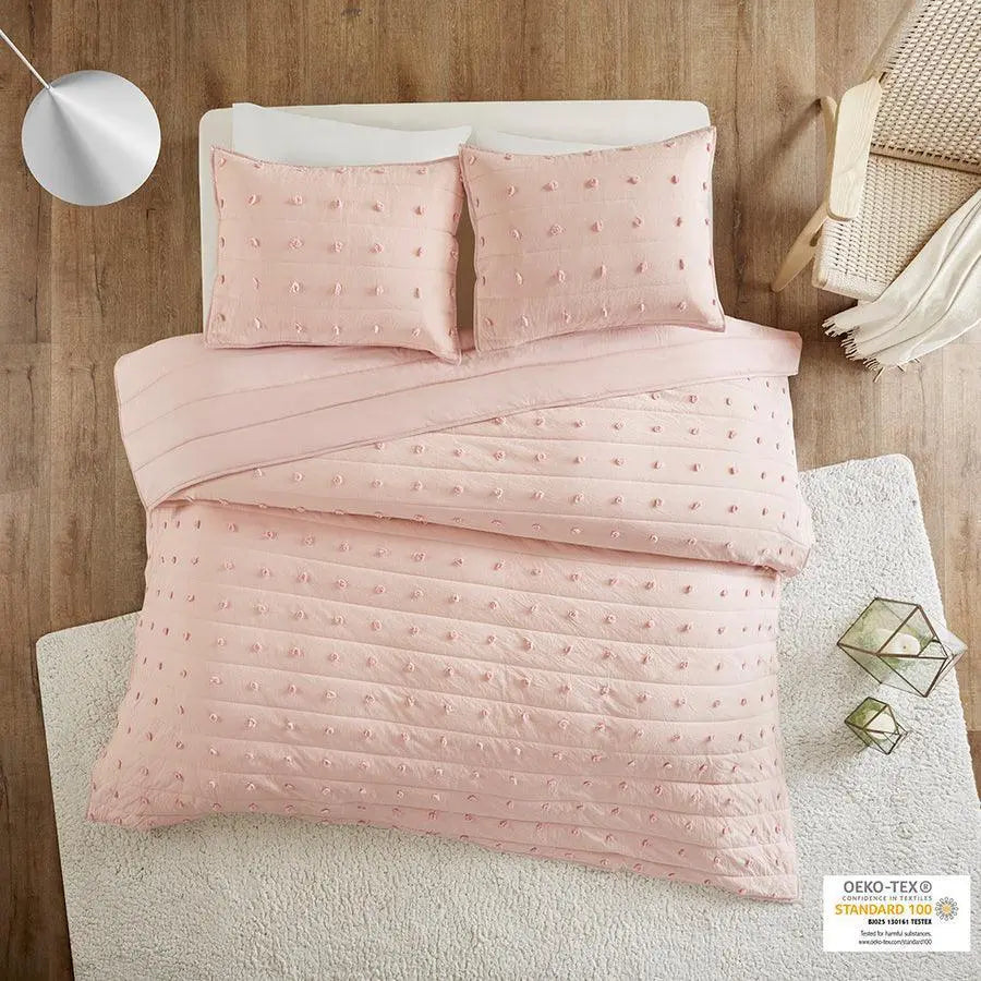 Brooklyn Cottage/Country Cotton Jacquard Coverlet Set King/Cal King Pink