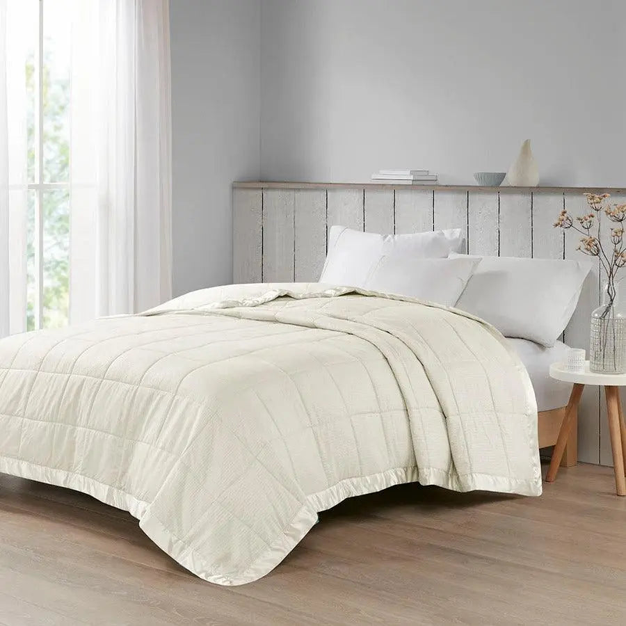 Cambria Casual Premium Oversize Down Alt Blanket with 3M Scotchgard Full/Queen Ivory