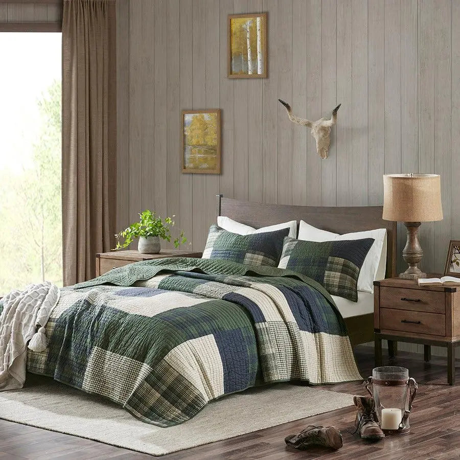 Mill Lodge/Cabin Creek Oversized Cotton Quilt Set Full/ Queen Green