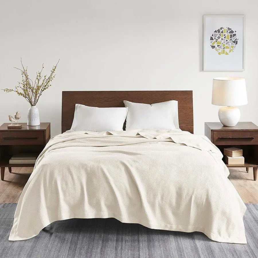 100% Casual Certified Egyptian Cotton Blanket King Ivory