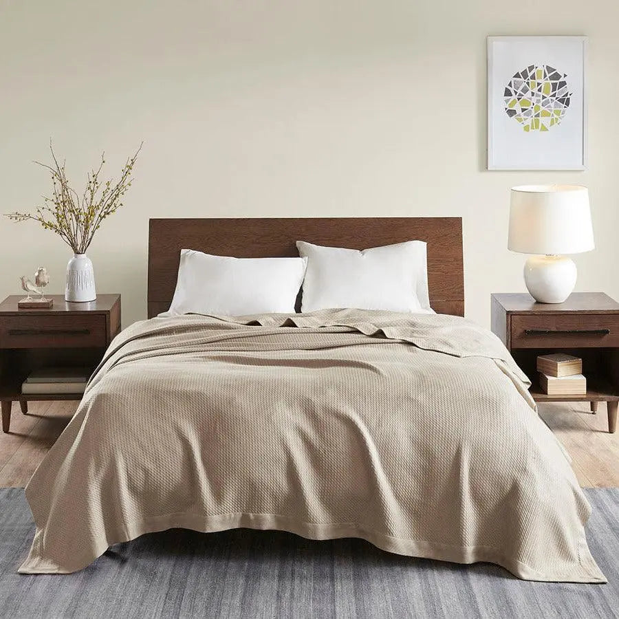 100% Casual Certified Egyptian Cotton Blanket Twin Khaki