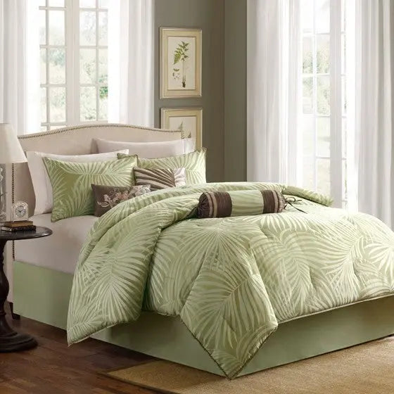 7 Piece Comforter Set Olive Green King