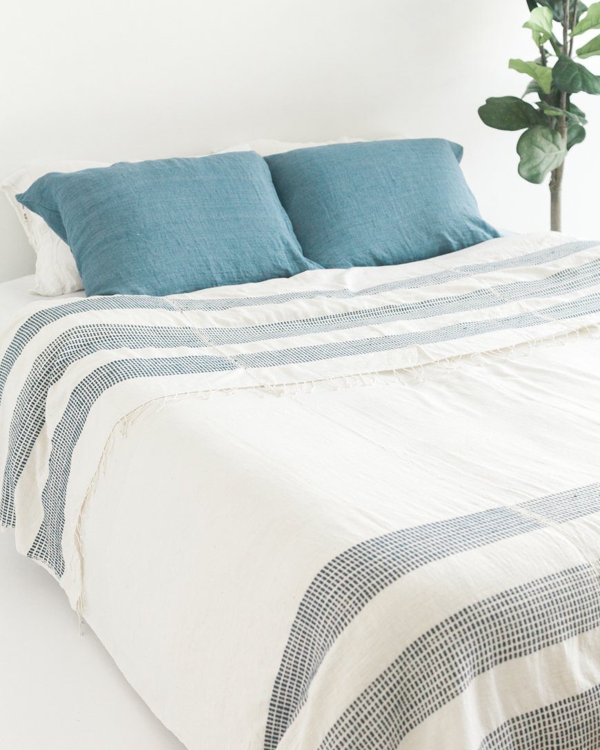 3 Panel Dotted Queen Cotton Blanket Blankets Creative Women Navy