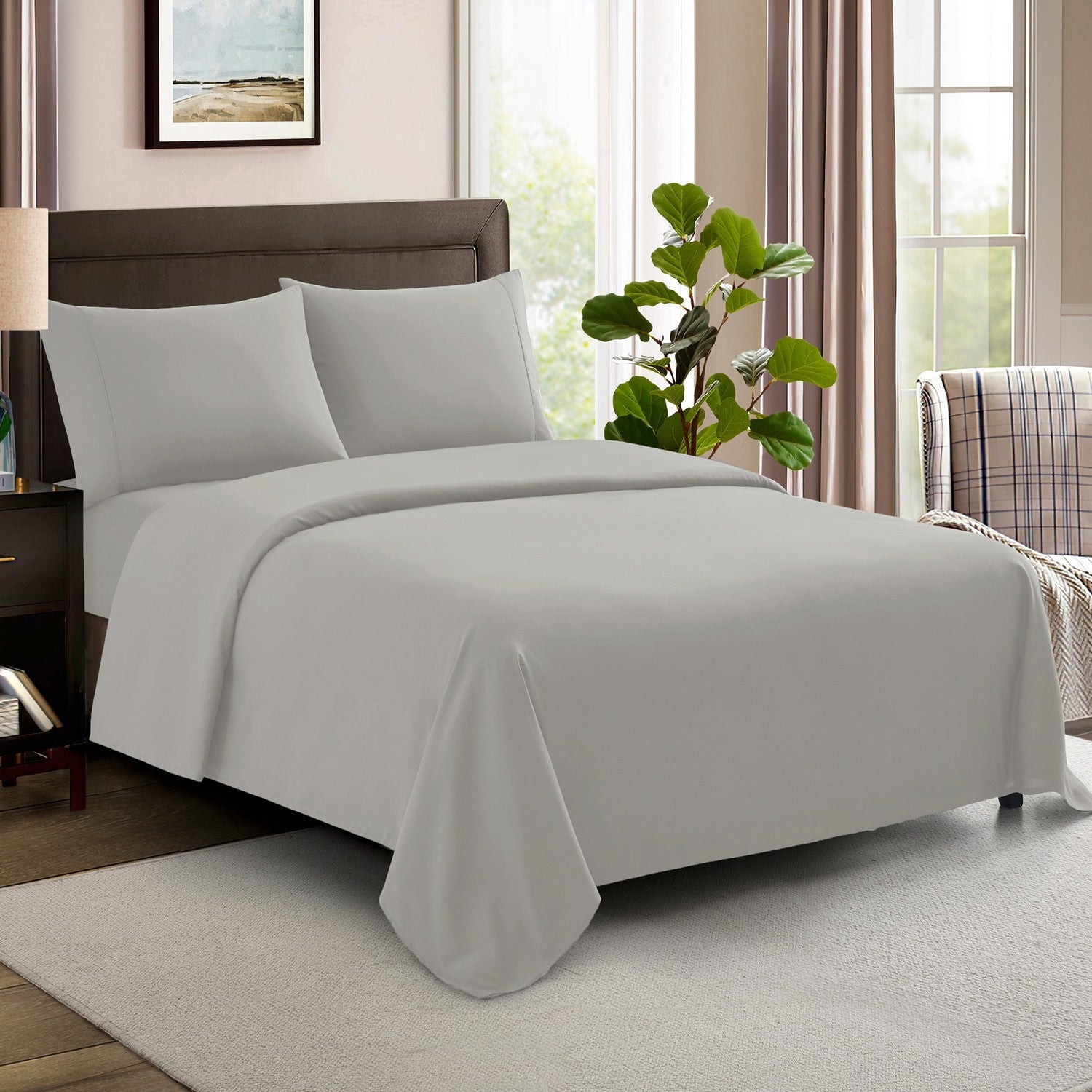 600Tc Made In Egypt Sateen Cotton Bed Sheet Set Gray Bed