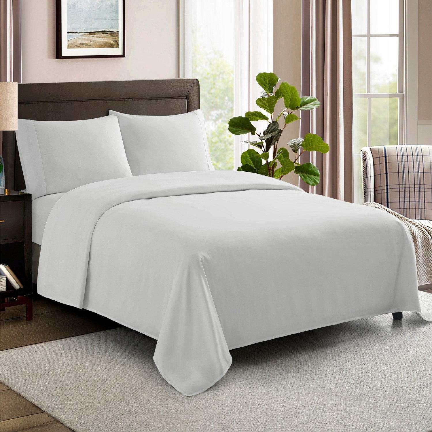 600Tc Made In Egypt Sateen Cotton Bed Sheet Set Silver Bed