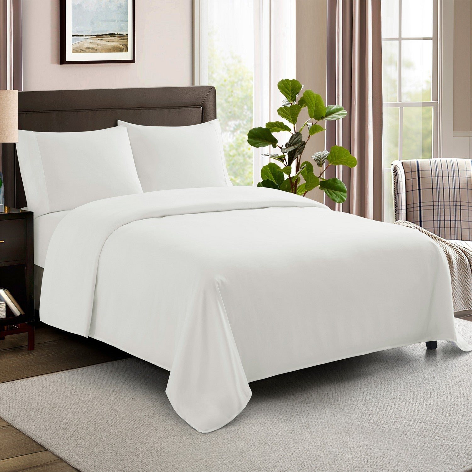 600Tc Made In Egypt Sateen Cotton Bed Sheet Set White Bed