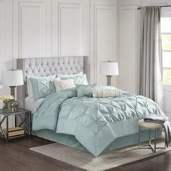 7 Piece Tufted Comforter Set Seafoam Cal King