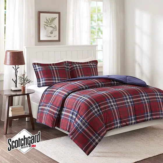 3M Scotchgard Down Alternative Comforter Mini Set Red Cal King