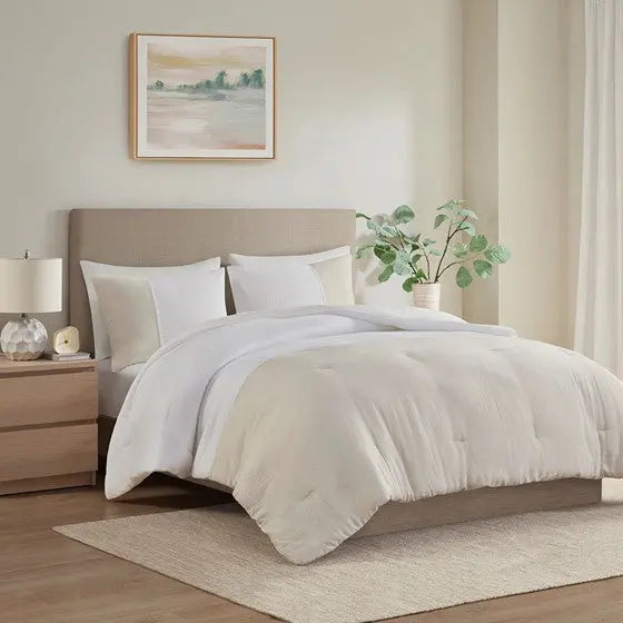 3 Piece Gauze Oversized Comforter Set Natural Cal King