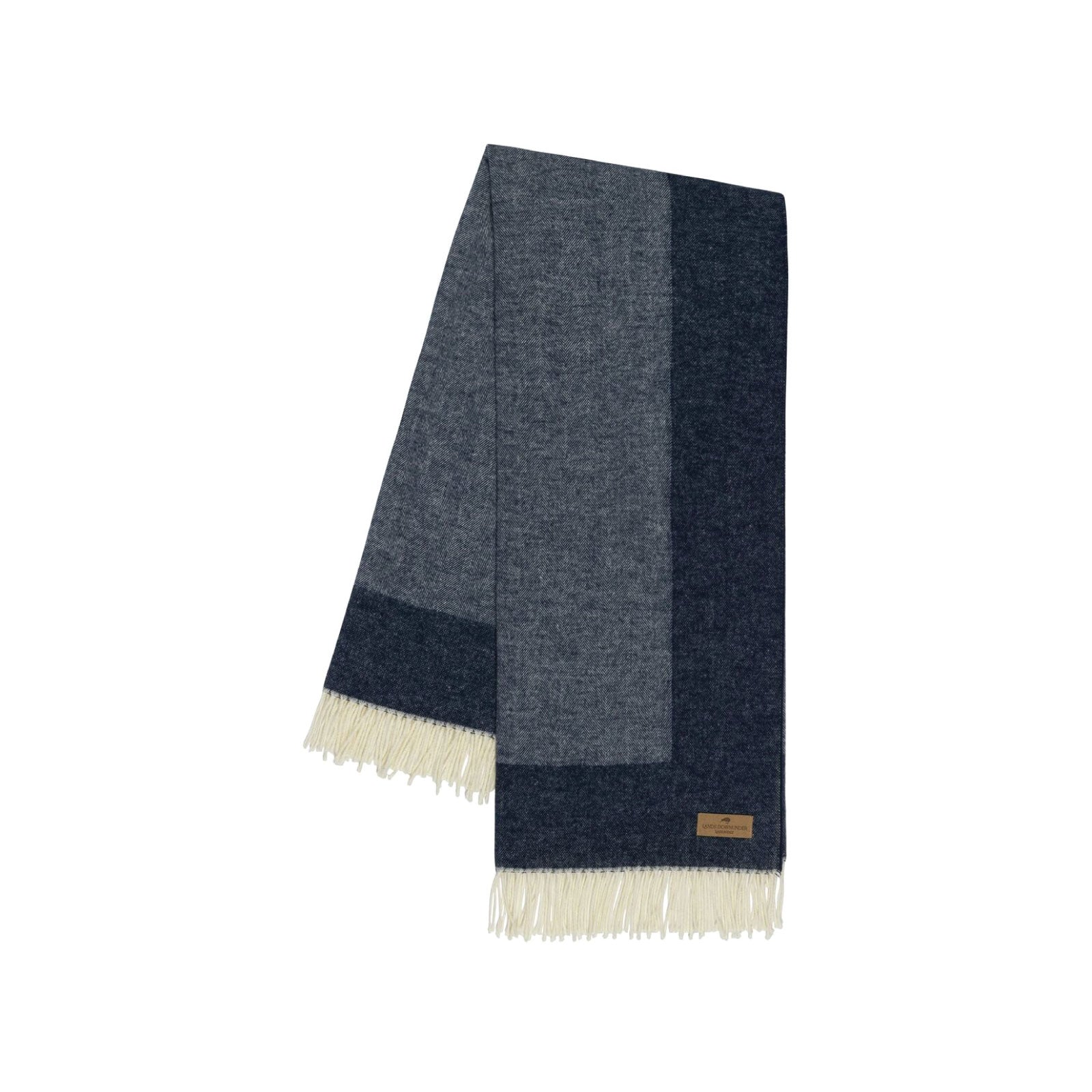 Border Edge Herringbone Throw in Midnight Navy