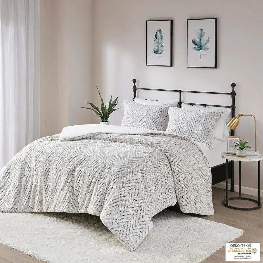 Adelyn Ultra Plush Down Alternative Comforter Set Ivory Full/Queen
