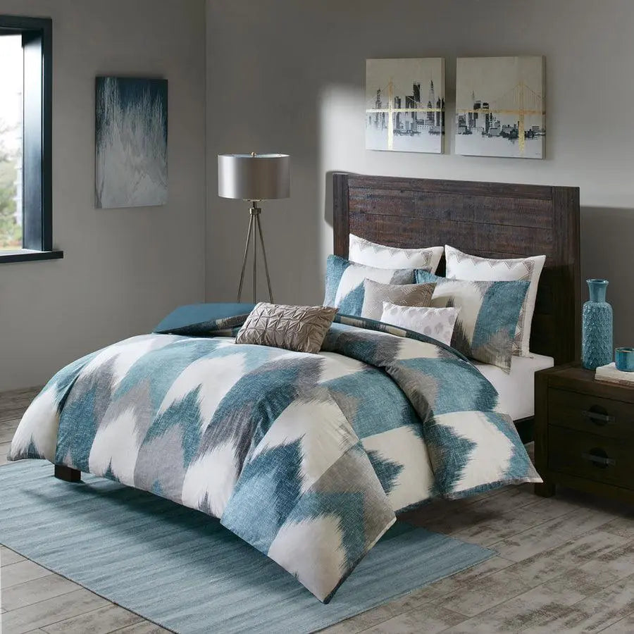 Alpine 26 " W Cotton Comforter Mini Set Aqua Full/Queen