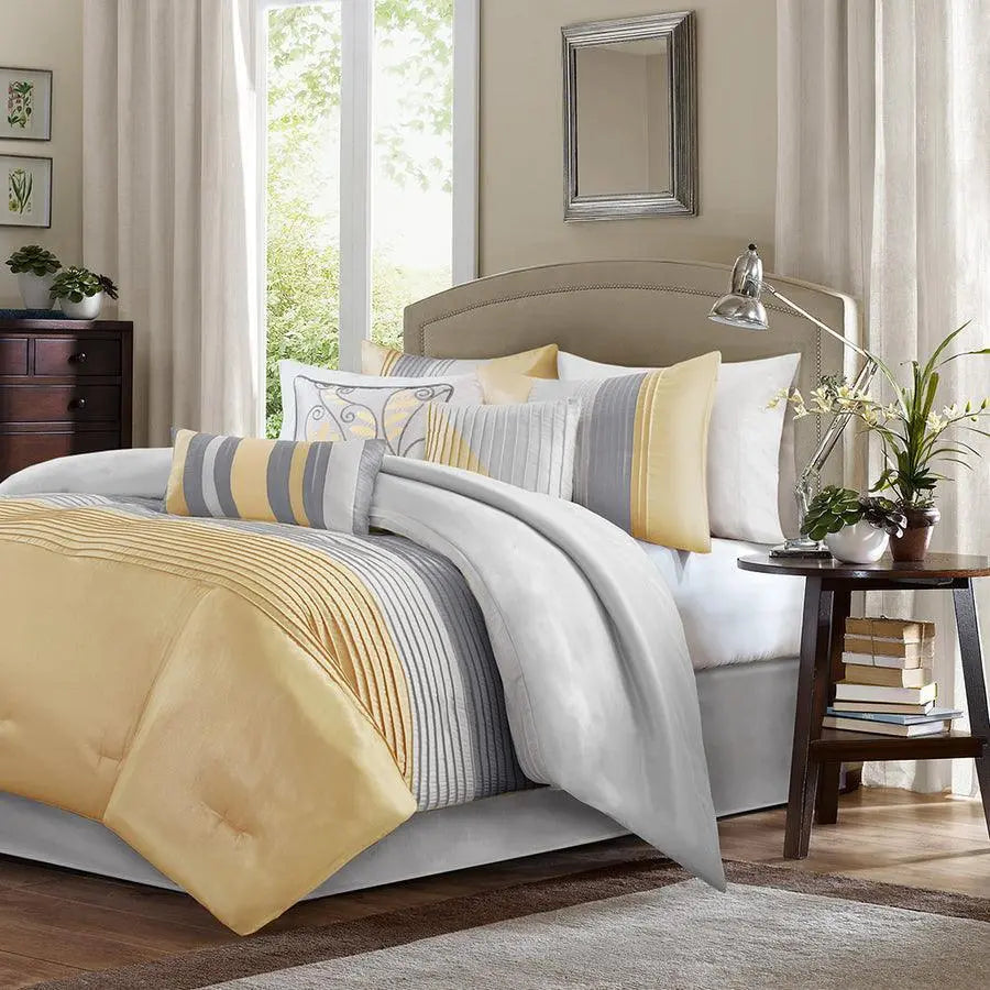 Amherst Transitional 7 Piece Comforter Set Yellow Cal King