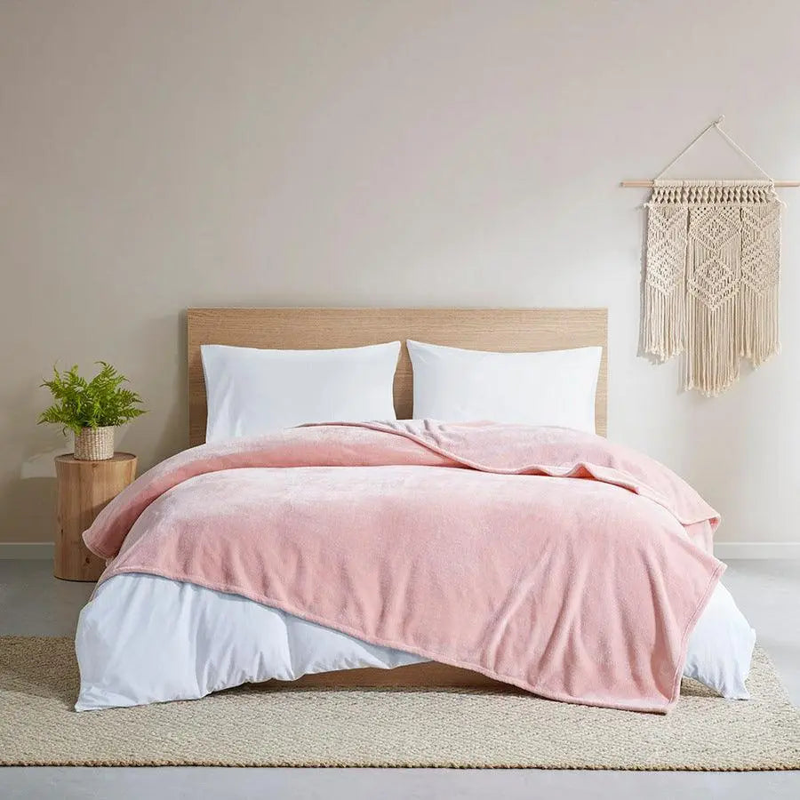 Antimicrobial Casual Plush Blanket Full/Queen Blush
