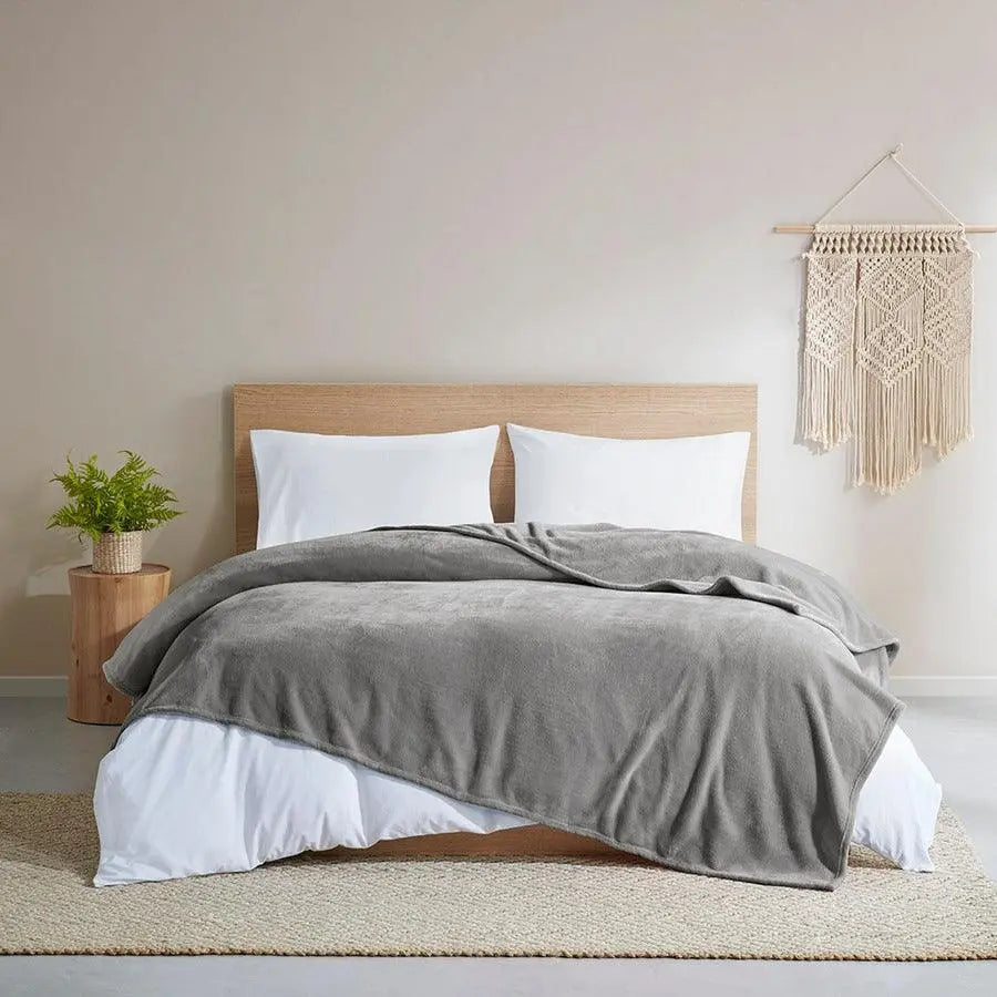 Antimicrobial Casual Plush Blanket Full/Queen Charcoal