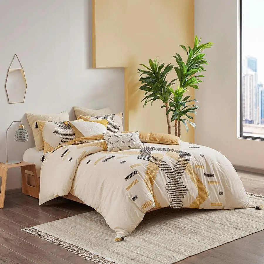 Arizona Full/Queen 3 Piece Cotton Comforter Set Yellow