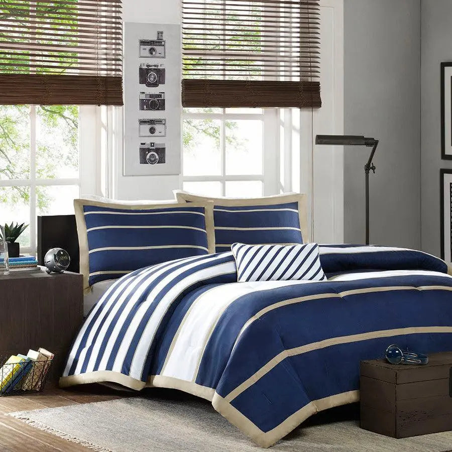Ashton Comforter Set Navy King/Cal King