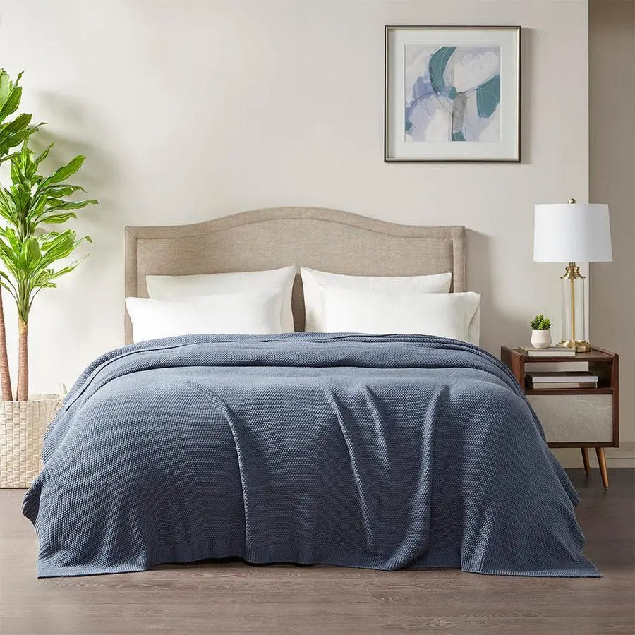 Bree Casual Knit Blanket Full/Queen Indigo