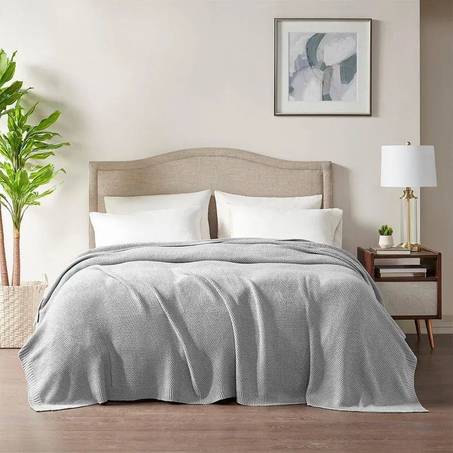 Bree Casual Knit Blanket Twin Gray