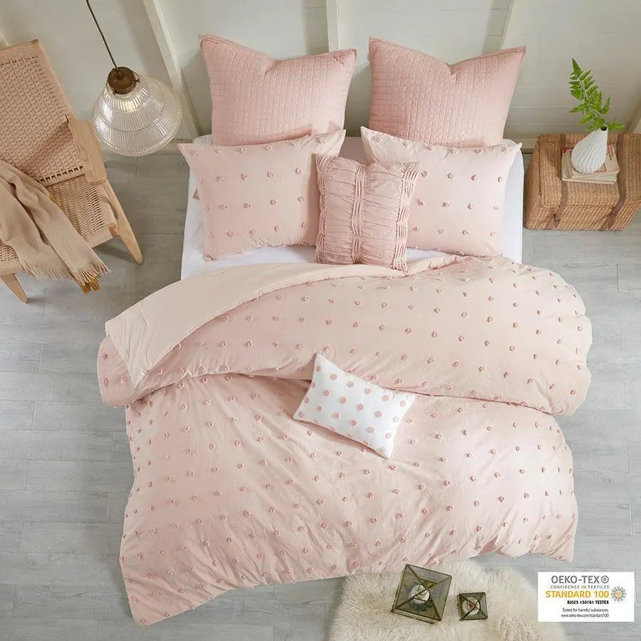 Brooklyn King/California King Cotton Jacquard Comforter Set Pink