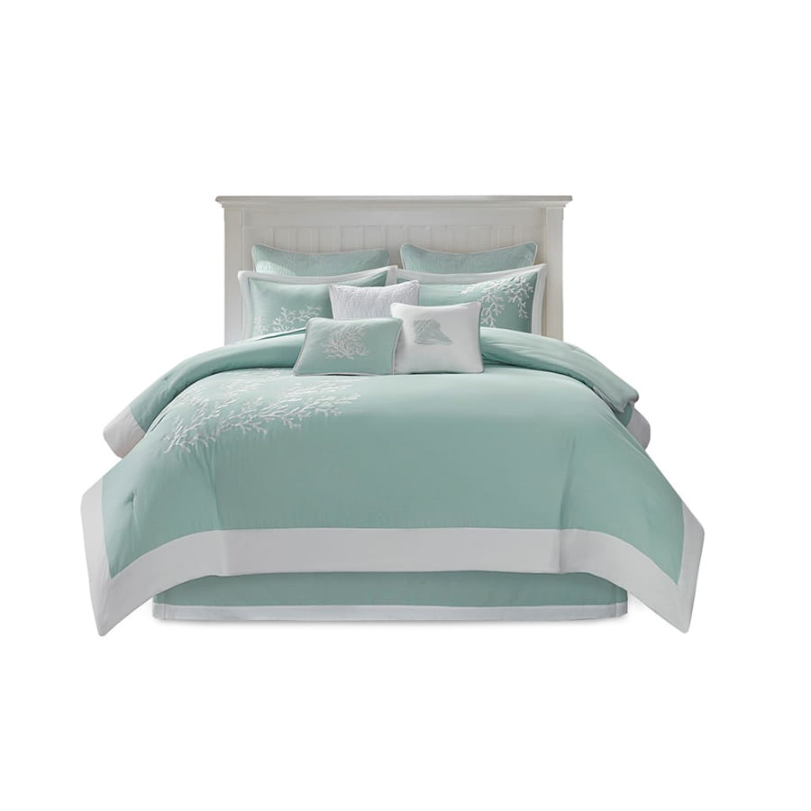 Alaric Aqua Queen Embroidery Comforter Set
