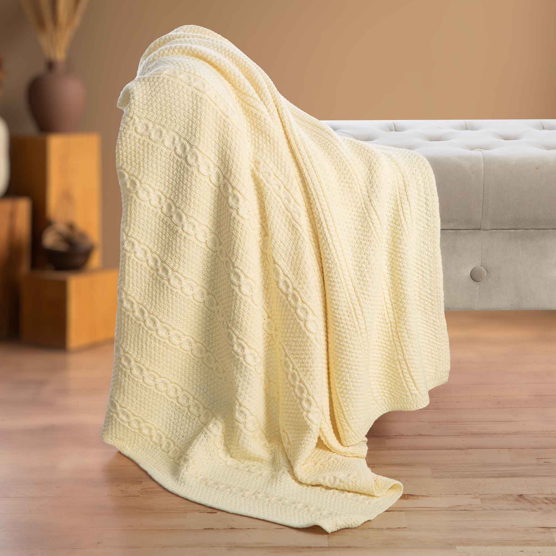 Aran Knit Cable Throw Blanket